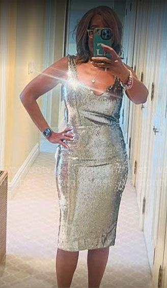 Gayle King's silver sequin dress (tried on) on CBS Mornings
