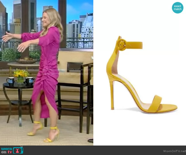 Gianvito Rossi Portofino Leather Sandals worn by Kelly Ripa on Live with Kelly and Mark