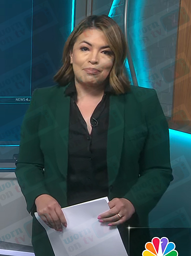 Gilma Avalos's green blazer on NBC News Daily