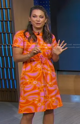 ginger's orange and pink printed dress on Good Morning America