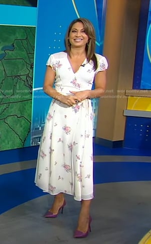 Ginger's white floral wrap dress on Good Morning America