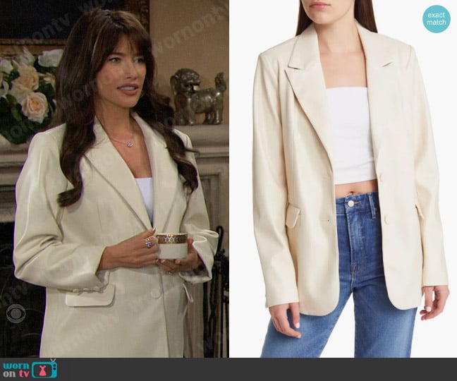 Good American Better Than Leather Faux Leather Blazer worn by Steffy Forrester (Jacqueline MacInnes Wood) on The Bold and the Beautiful