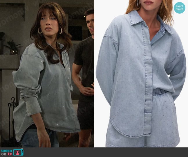 Good American Denim Weekender Shirt worn by Steffy Forrester (Jacqueline MacInnes Wood) on The Bold and the Beautiful