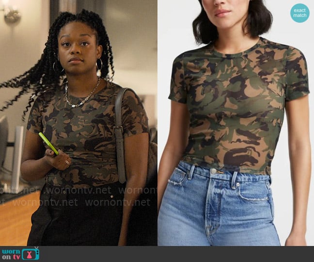 Good American Printed Mesh Tee worn by Izzy Letts (Jazz Raycole) on The Lincoln Lawyer