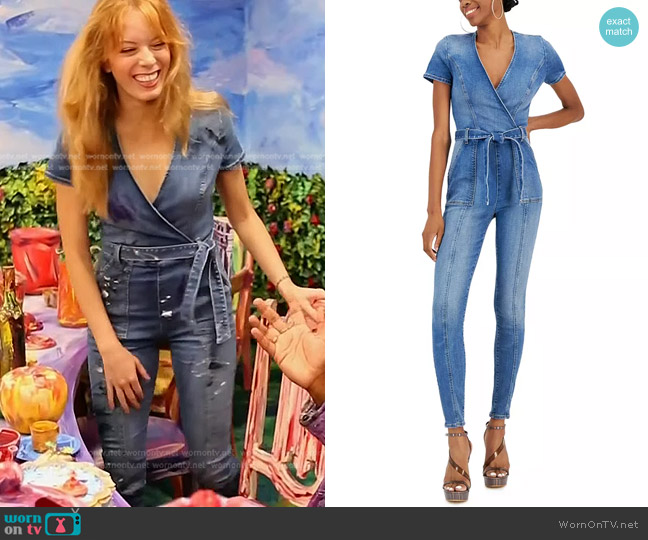 Guess Leslie Short-Sleeve Tie-Waist Jumpsuit worn by Alexa Meade on Today