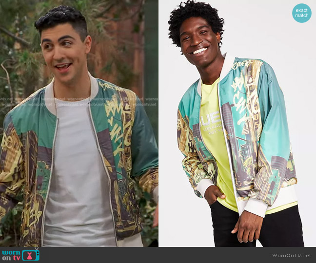 Guess Street Racer Reversible Bomber Jacket worn by Parker Preston (Trevor Tordjman) on Bunkd