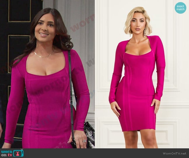 Guess Kagan Bandage Dress in Pink worn by Gabi Hernandez (Camila Banus) on Days of our Lives