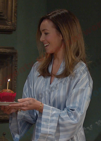 Gwen's blue striped robe on Days of our Lives