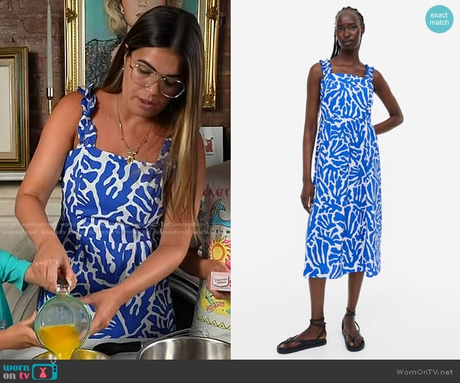 H&M Patterned Dress in Bright Blue worn by Kathy Buccio on Today