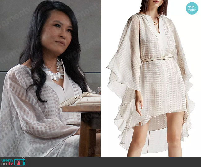 Halston Printed Kaftan Dress worn by Selina Wu (Lydia Look) on General Hospital