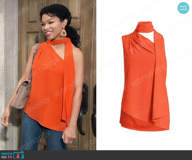 Halston Scarf-Neck Top worn by Portia Robinson (Brook Kerr) on General Hospital