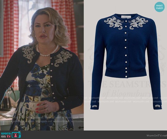 TheSeamstressofB Hand Beaded Cardigan worn by Alice Cooper (Mädchen Amick) on Riverdale