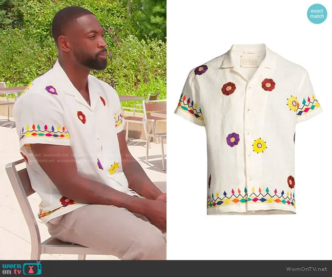 Harago Floral-Embroidered Camp Shirt worn by Dwyane Wade on Today