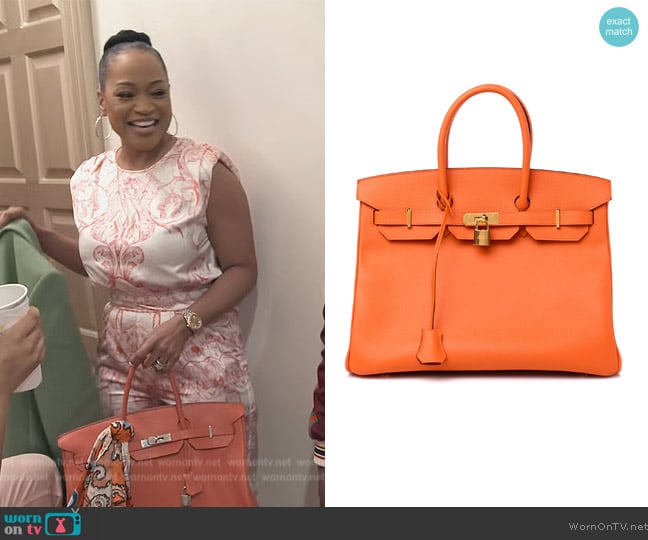 Hermes Epsom Birkin 35 Orange worn by Monyeta on The Real Housewives of Atlanta