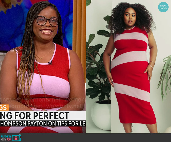 Hillary MacMillan Knit Swirl Midi Dress worn by L'Oreal Thompson Payton on CBS Mornings