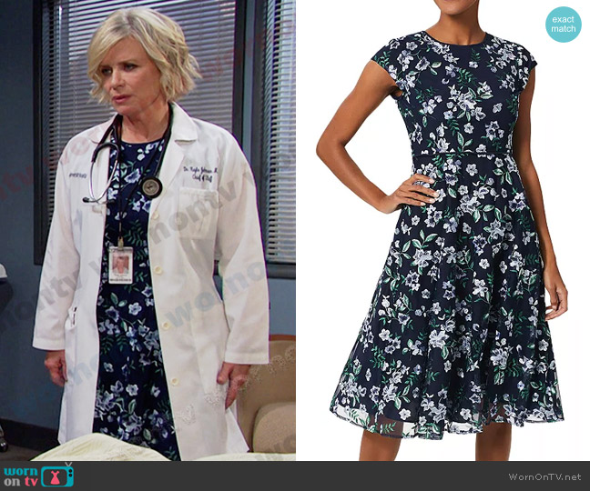 WornOnTV Kayla s navy floral dress on Days of our Lives Mary Beth Evans Clothes and Wardrobe from TV