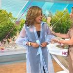 Hoda’s blue sheer coat and black jumpsuit on Today