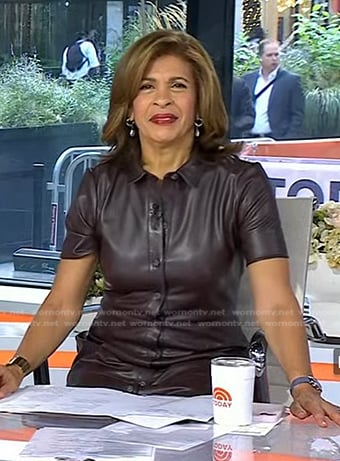 Hoda’s brown leather shirtdress on Today