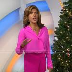 Hoda’s hot pink blouse and pants on Today