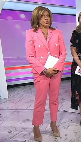 Hoda's pink double breasted blazer and pants on Today