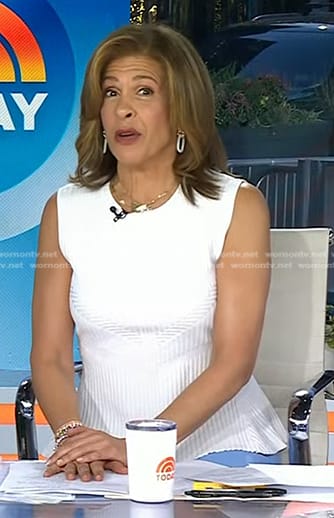 Hoda's white ribbed peplum top on Today