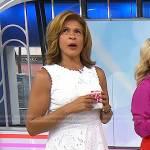 Hoda’s white scalloped lace dress on Today