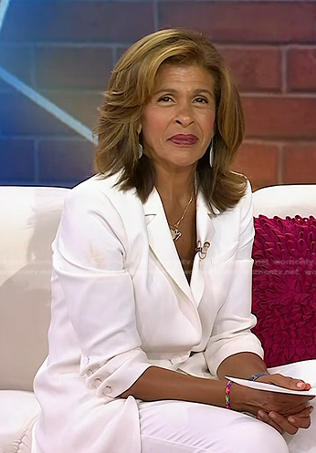 Hoda’s white ruched sleeve blazer on Today