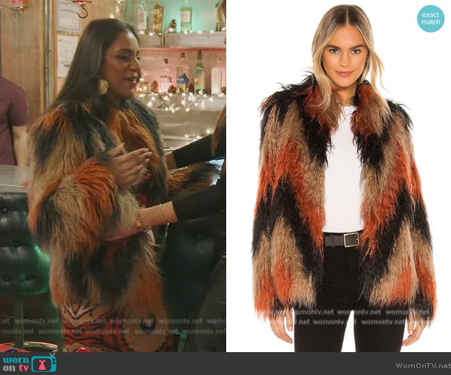 House of Harlow 1960 x REVOLVE Dee Coat worn by Jessel Taank on The Real Housewives of New York City