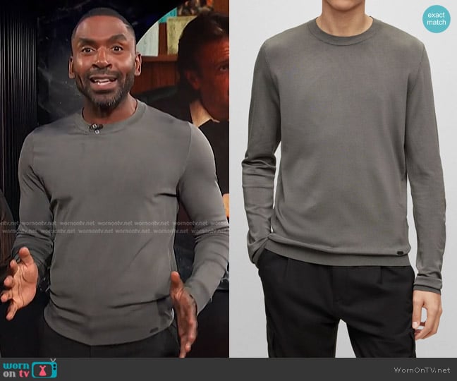 Hugo Boss Regular Fit Sweater with Metal Logo worn by Justin Sylvester on E! News