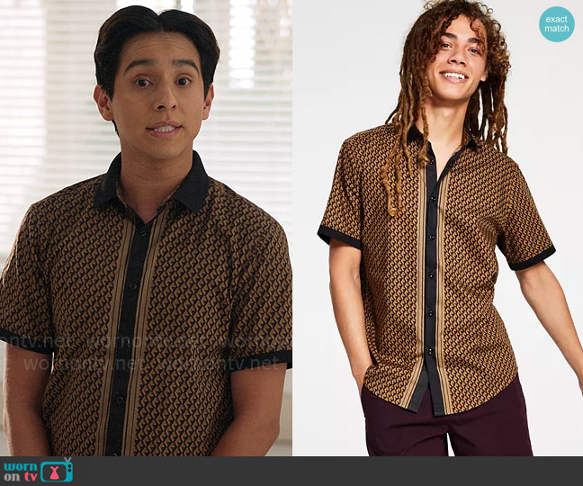 INC International Concepts Geo-Print Shirt worn by Carlos Rodriguez (Frankie A. Rodriguez) on High School Musical The Musical The Series