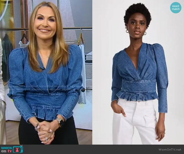 Iro Silja Top in Blue Denim worn by Lori Bergamotto on Good Morning America