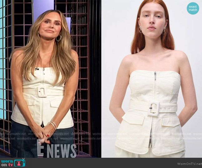 Simkhai Elettra Twill Belted Utility Bustier worn by Keltie Knight on E! News