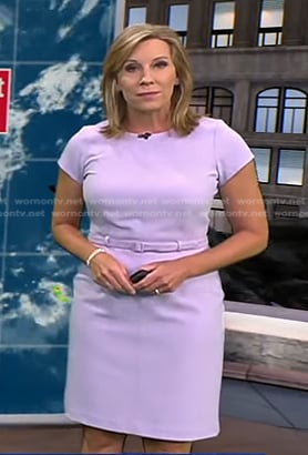 WornOnTV: Jacqui Jeras’s lilac belted dress on CBS Evening News ...