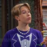 Jake’s blue tuxedo print tee on Bunkd