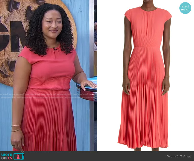 Jason Wu Pleated Cap Sleeve Dress worn by Denise Woodard on Good Morning America