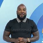 Jeezy’s black houndstooth collar polo shirt on Today