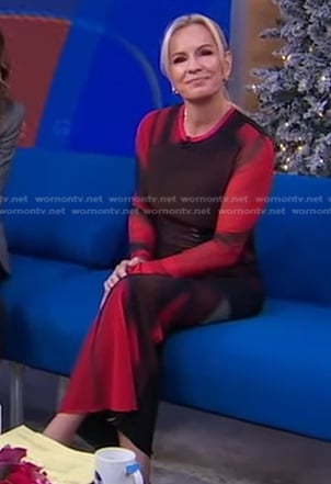 Jennifer’s black and red printed mesh dress on Good Morning America