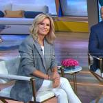 Jennifer’s grey ruched sleeve blazer and pvc clear sandas on Good Morning America