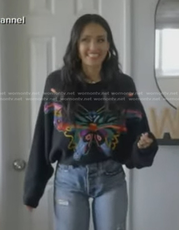 Jessica Alba's black butterfly sweater on Good Morning America