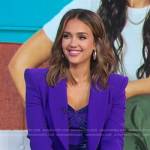 Jessica Alba’s purple dress and blazer on Good Morning America