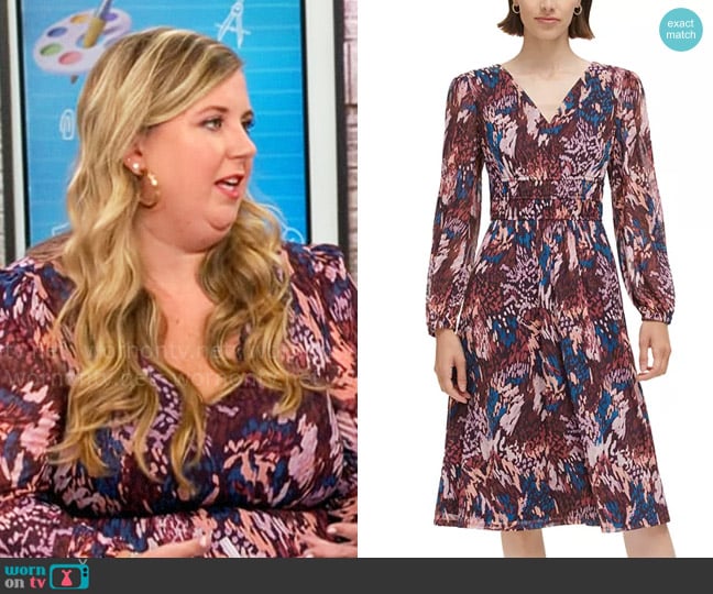 Jessica Howard V-Neck Smocked-Waist Long-Sleeve Dress worn by Meredith Draughn on CBS Mornings