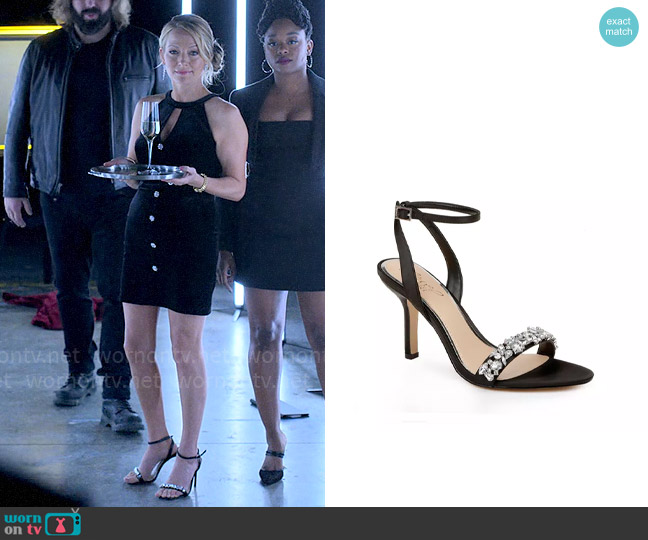 Jewel Badgley Mischka Ojai Evening Sandals worn by Lorna Crane (Becki Newton) on The Lincoln Lawyer