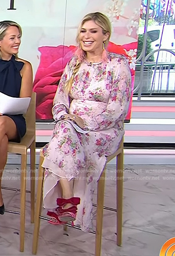 Jill's pink floral print dress and bow sandals on Today