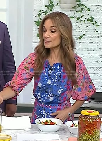 Joy Bauer's blue and pink floral dress on Today