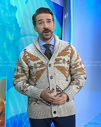 Joe Fryer’s print shawl collar cardigan on Today