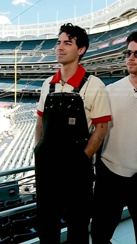 Joe Jonas's black overalls on Today