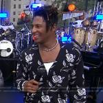 Jon Batiste’s black floral cardigan on Today