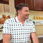 Jonathan Bennett’s white printed polo on Access Hollywood