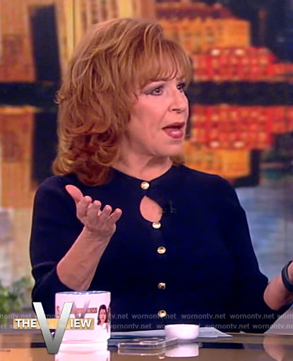 Joy’s navy keyhole cardigan on The View