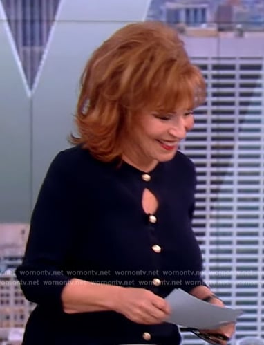 Joy’s navy keyhole cardigan on The View